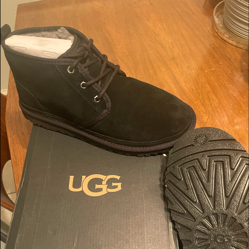UGG black suede ankle boots.